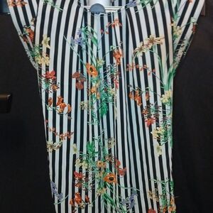 Sweet Rain Black and White Striped Floral Top